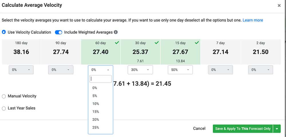 Customizable Forecast Calculations