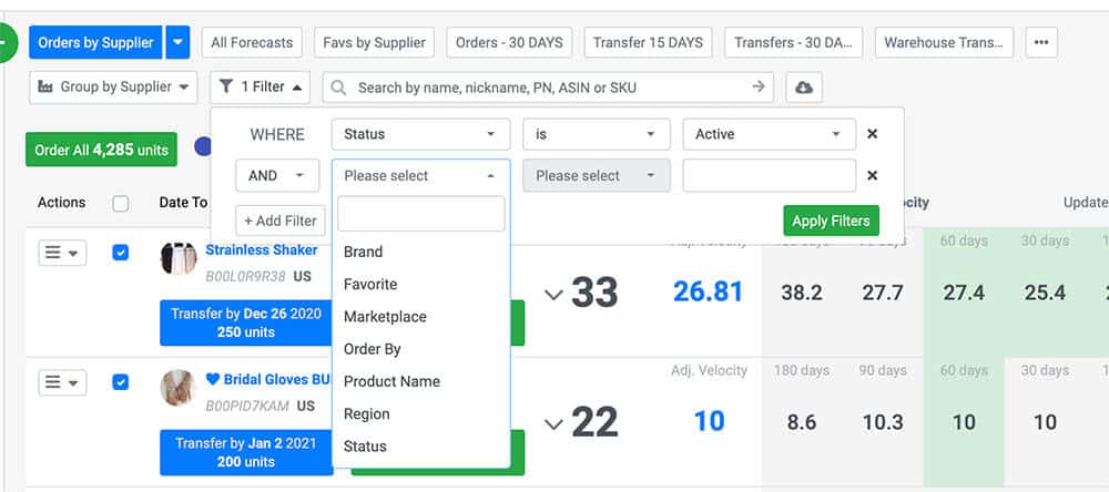 Filtering and Grouping Custom Forecasting Review for SoStocked