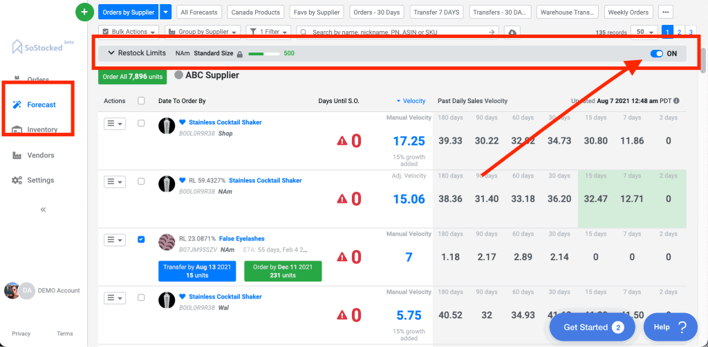 SoStocked-Forecast-Restock-Limits