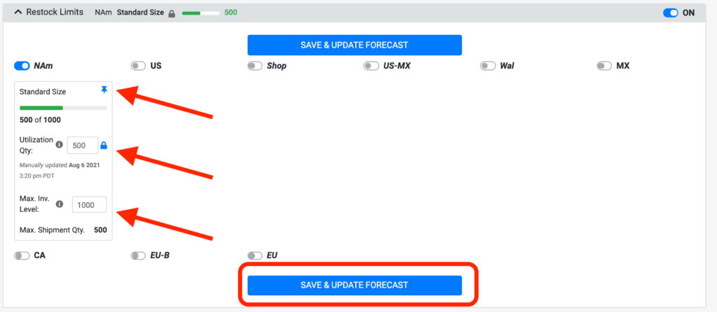 SoStocked Utilization Qty or Restock Limits