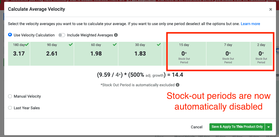 Improved Stockout Calculation Algorithm on the Forecast Page