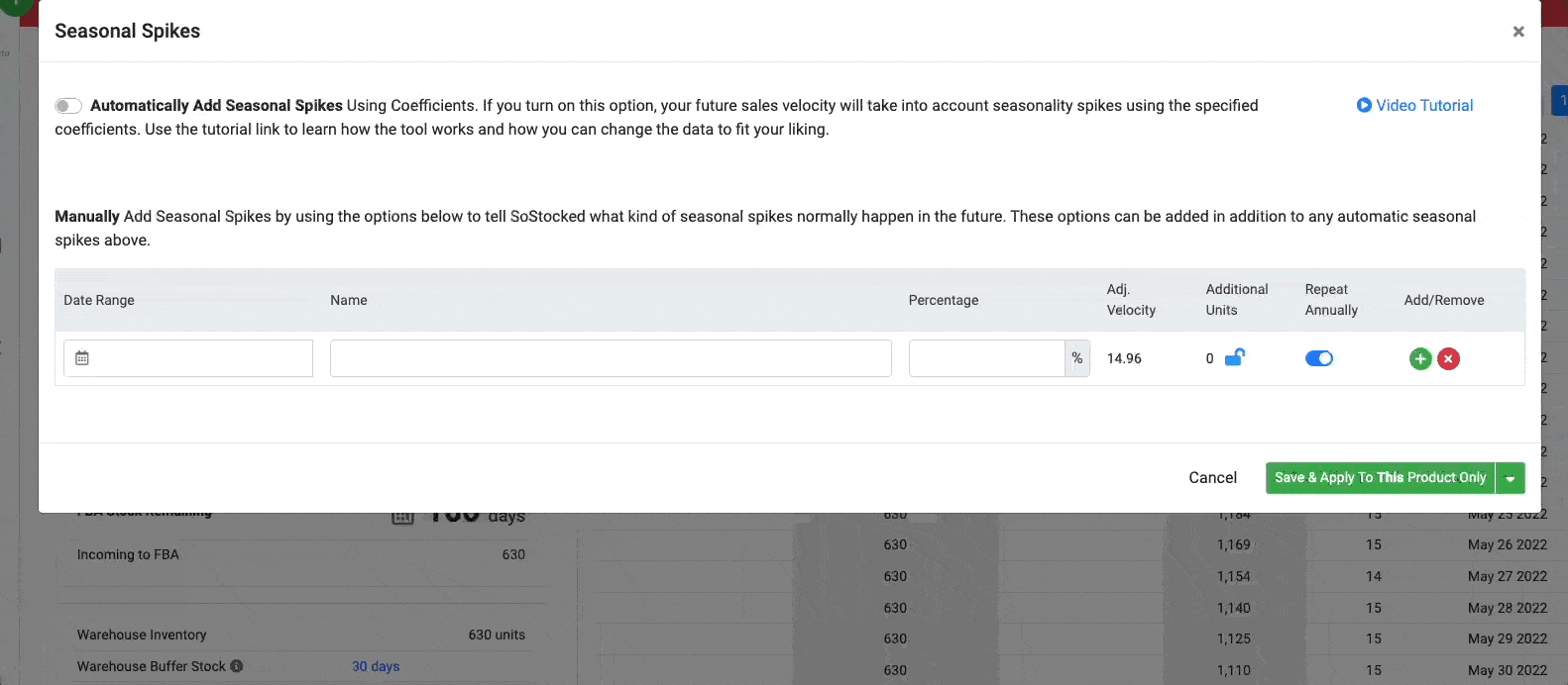 SoStocked - Beta - Granular Automation of Seasonal Sales Spikes