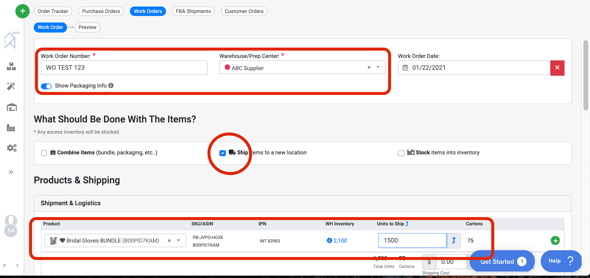 SoStocked Work Order Creation