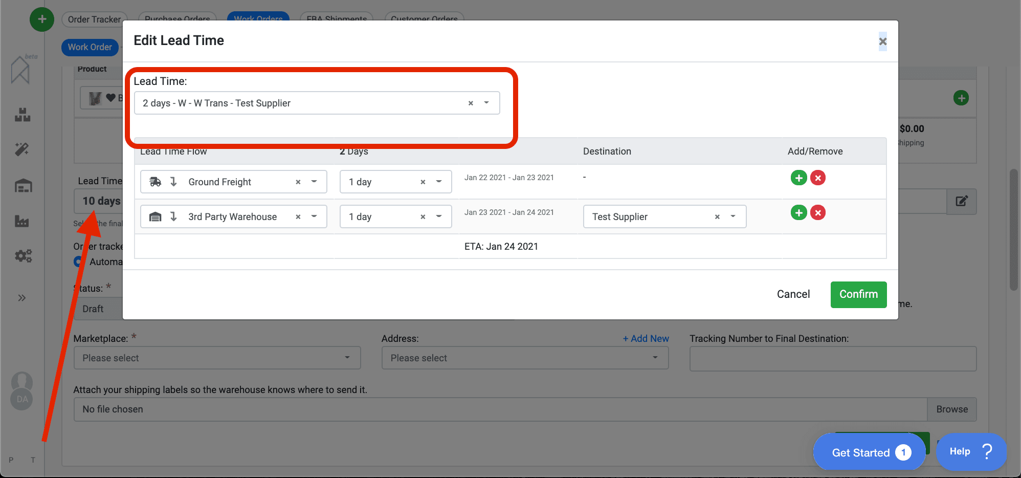 SoStocked Work Order With Transfer Time