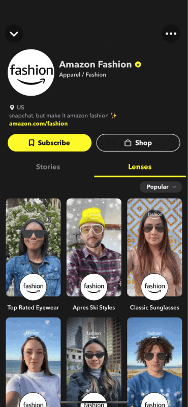 Amazon-Fashion-Snapchat-Profile