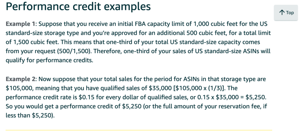 Performance Credit Examples